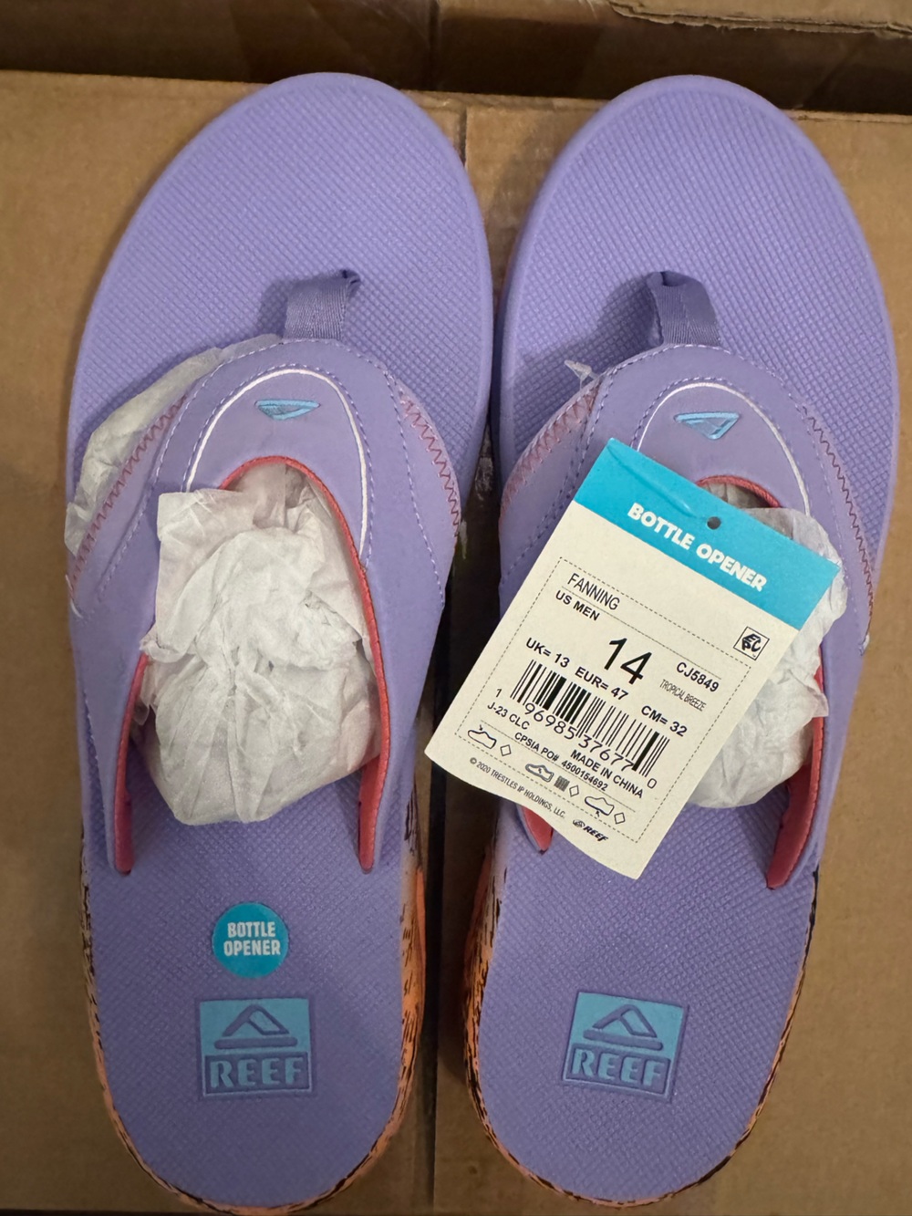 Reef Men's Fanning Tropical Breeze Sandals Size 14. CJ5849-Brand New!